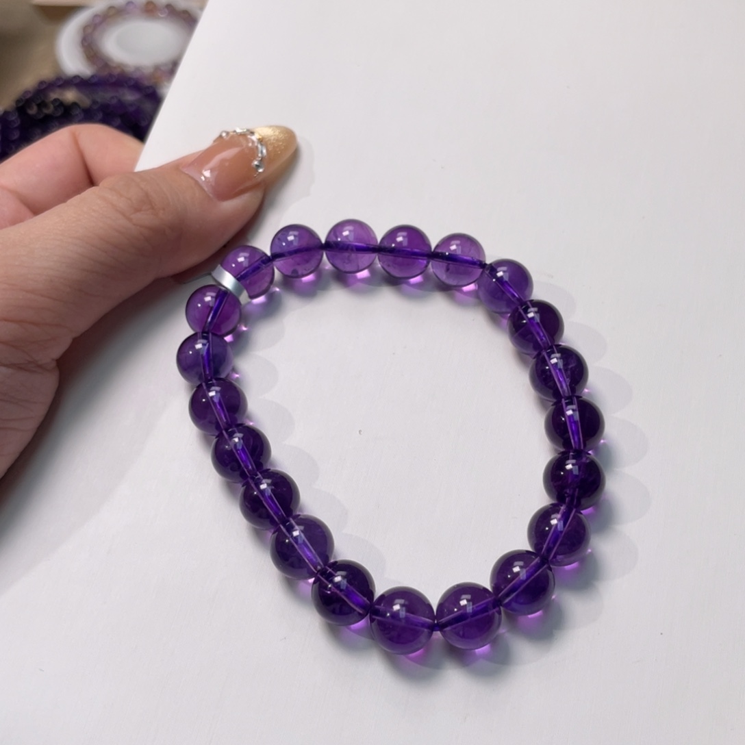 紫晶手链未镶嵌乌拉圭毕业9m+中紫