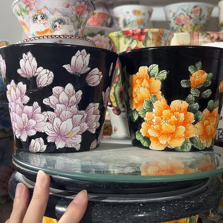 ****子景德镇手绘花盆 满38包邮