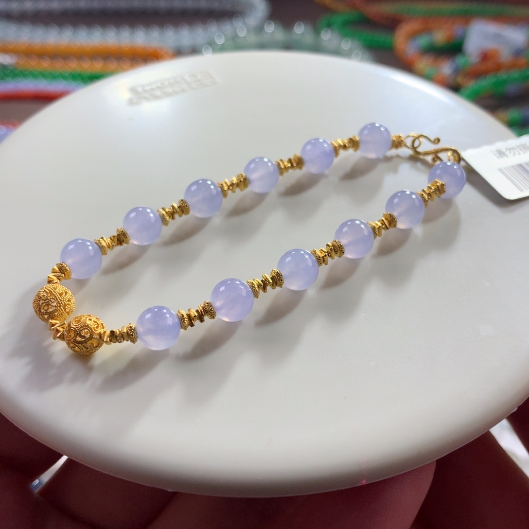 翡翠未镶嵌手链翡翠冰胶底梦幻仙紫卡6.50+