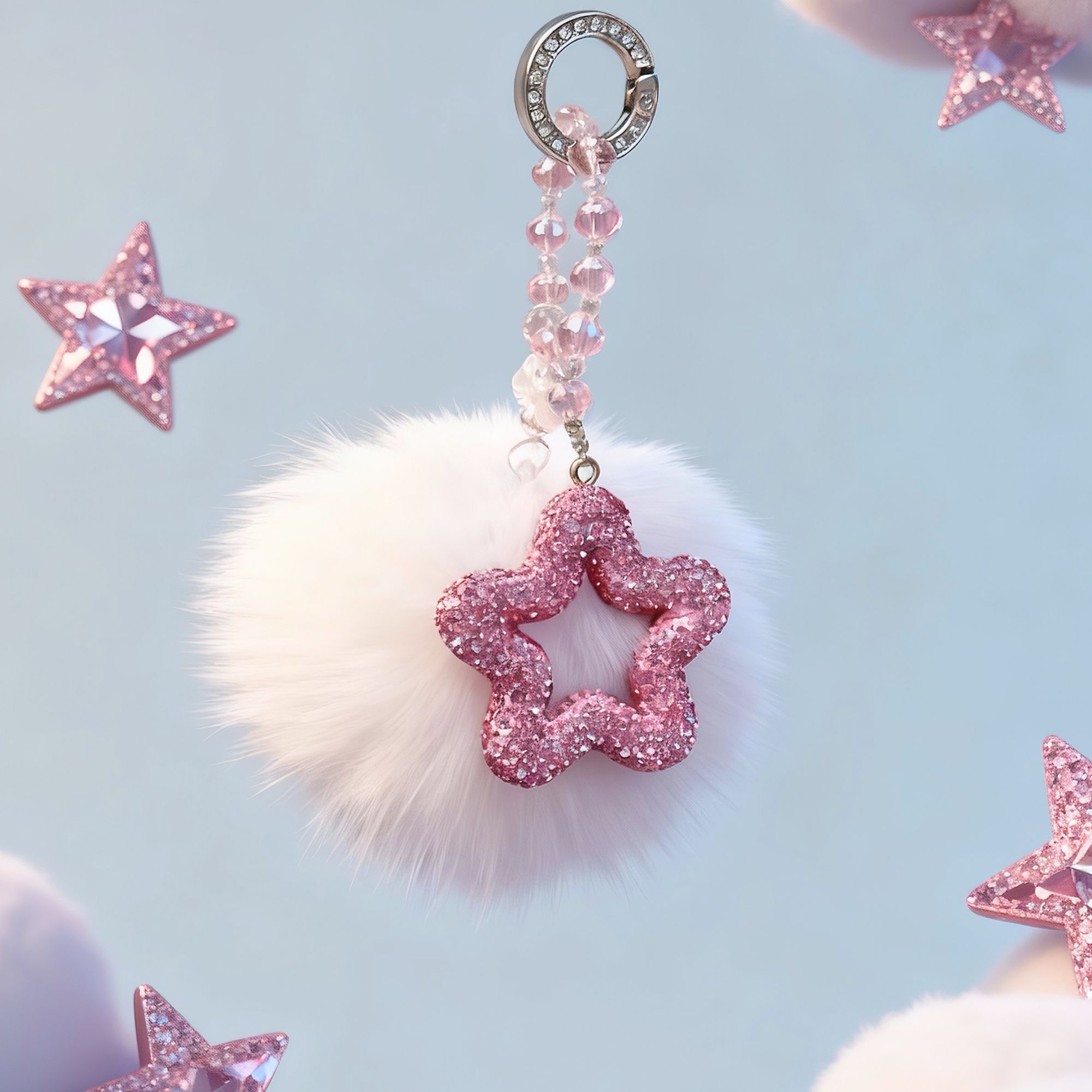 新款满钻蝴蝶结少女钥匙链手机链包挂女款手工通用短款可爱创意