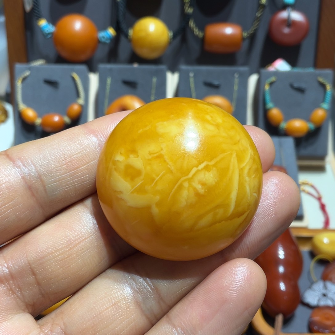 琥珀颈饰未镶嵌老蜜蜡白花蜡