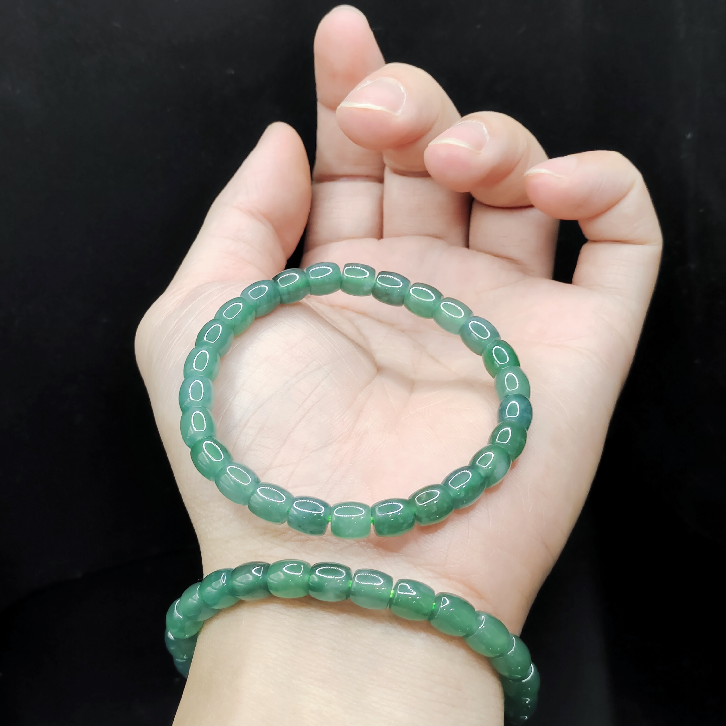 【老三珠宝】翡翠直切珠单圈手串SY06【多样性发其一】约6mm