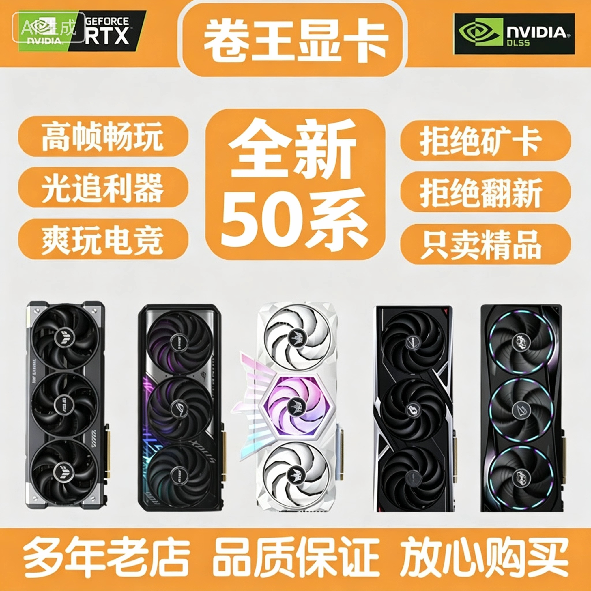 全新50系海外版RTX5060 RTX5060Ti  RTX5070  RTX5070Ti 游戏显卡商品图