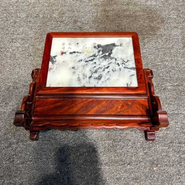 酸枝山水纹屏风摆件家居工艺品