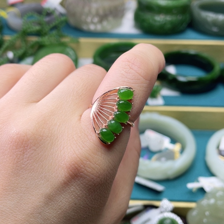 和田玉戒指银S925镶嵌