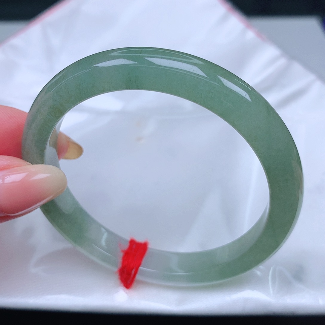 未镶嵌手镯翡翠41冰绿 宽9
