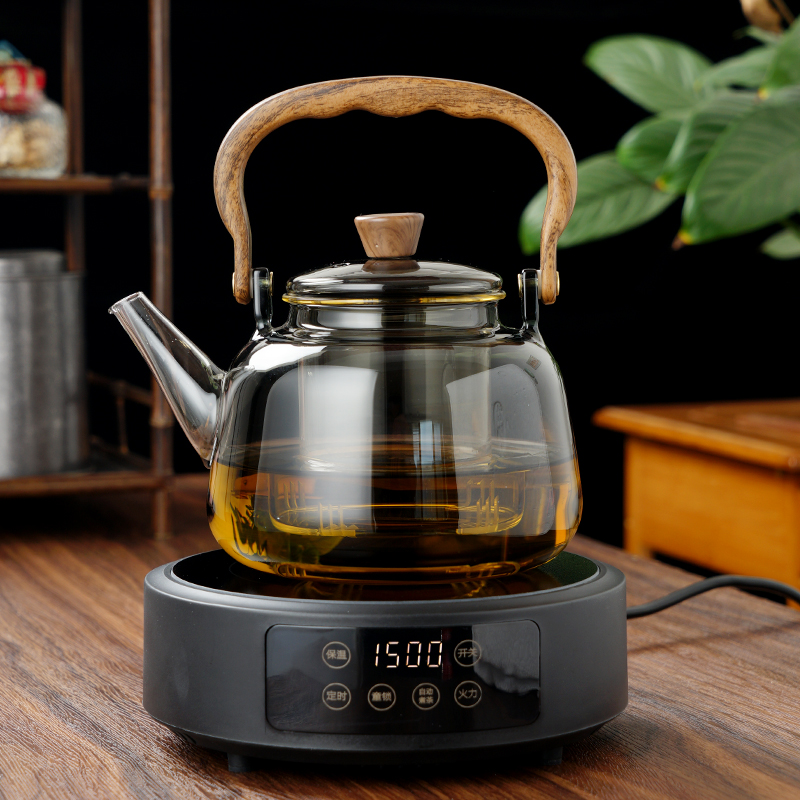 带茶盘煮茶器小型玻璃煮茶壶电陶炉多功能家用茶炉烧水煮茶套组