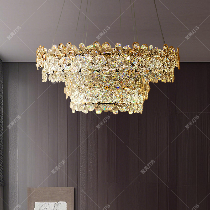 【聚美时尚】水晶繁花 轻奢法式美式创意客厅餐厅卧室别墅水晶灯