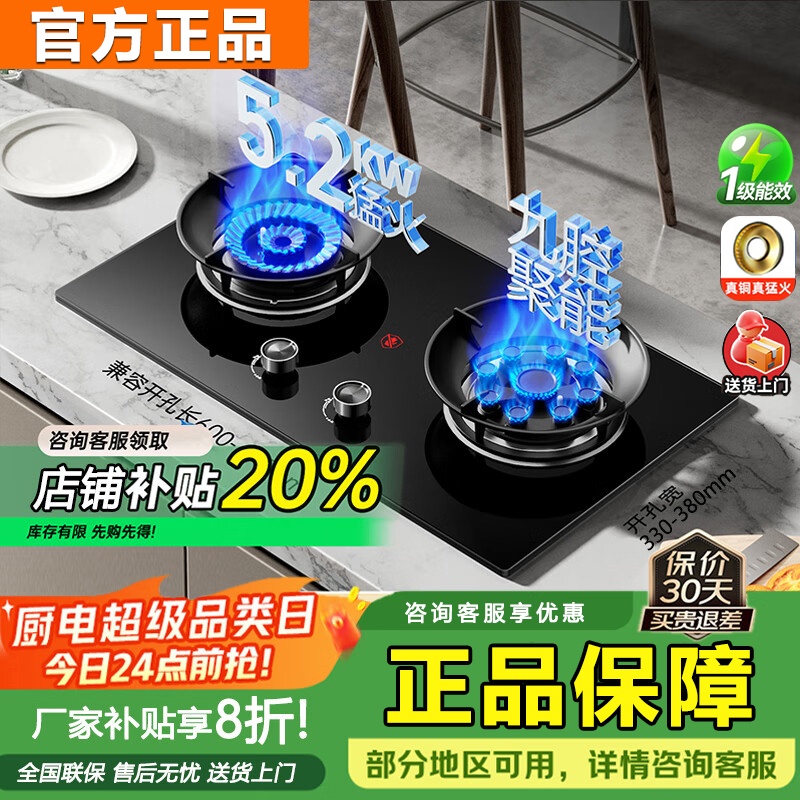 【双12提前购】黑钛钢双灶嵌入/台式天然气液化气猛火定时燃气灶
