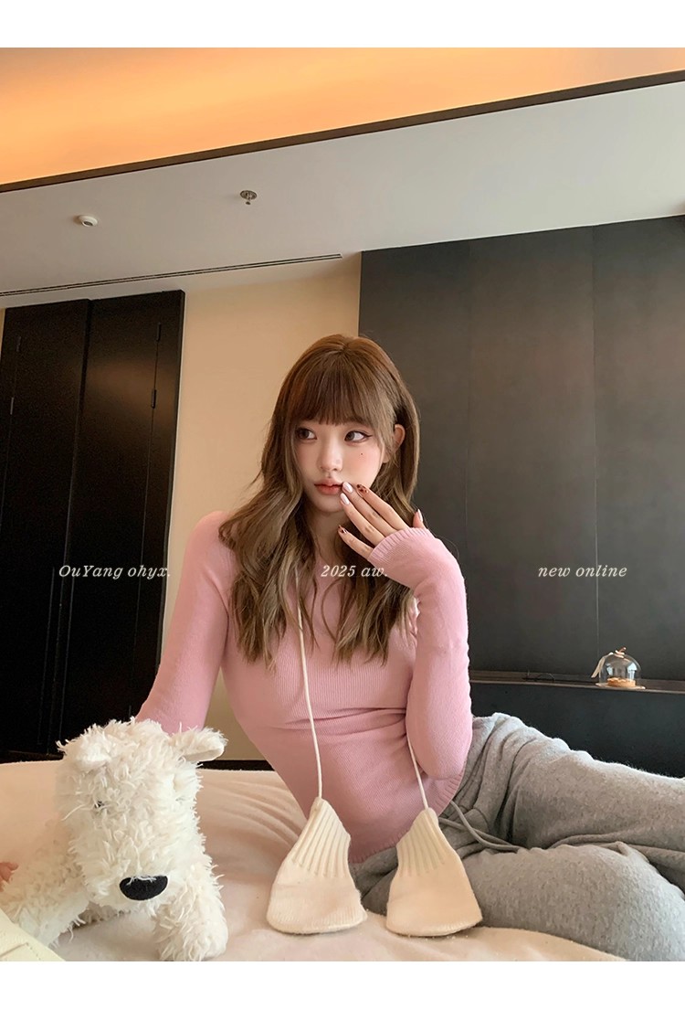 欧阳"羊毛 m*um*u萬搭王 "48支羊毛V领羊毛针织衫上衣