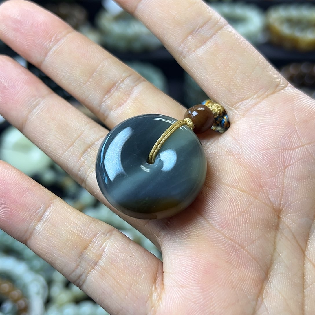 和田玉手链未镶嵌楼兰三色平安扣 微包容 