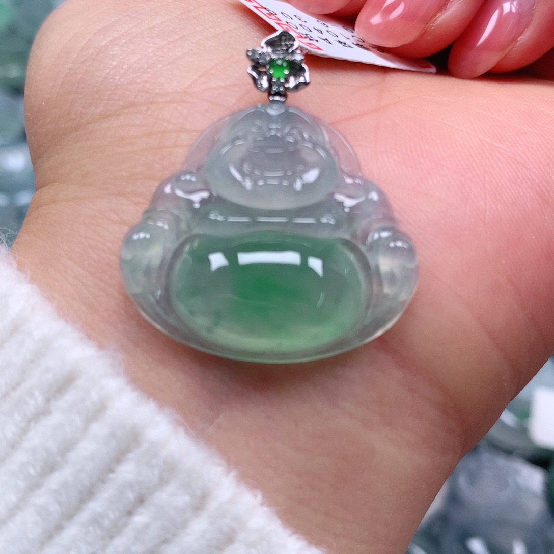 翡翠颈饰18K金镶嵌天然翡翠