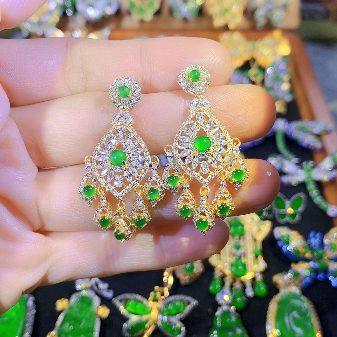 吊坠(不含链)银S925镶嵌翡翠