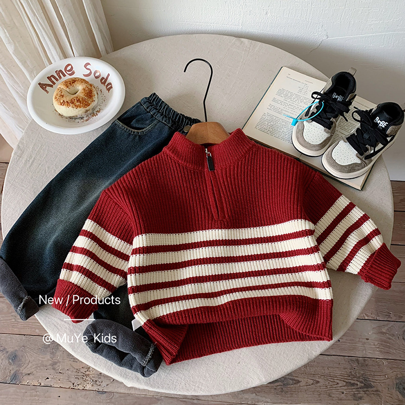 Yonsea云稚冬季加厚毛衣男童韩版洋气冬款针织上衣儿童保暖服饰潮