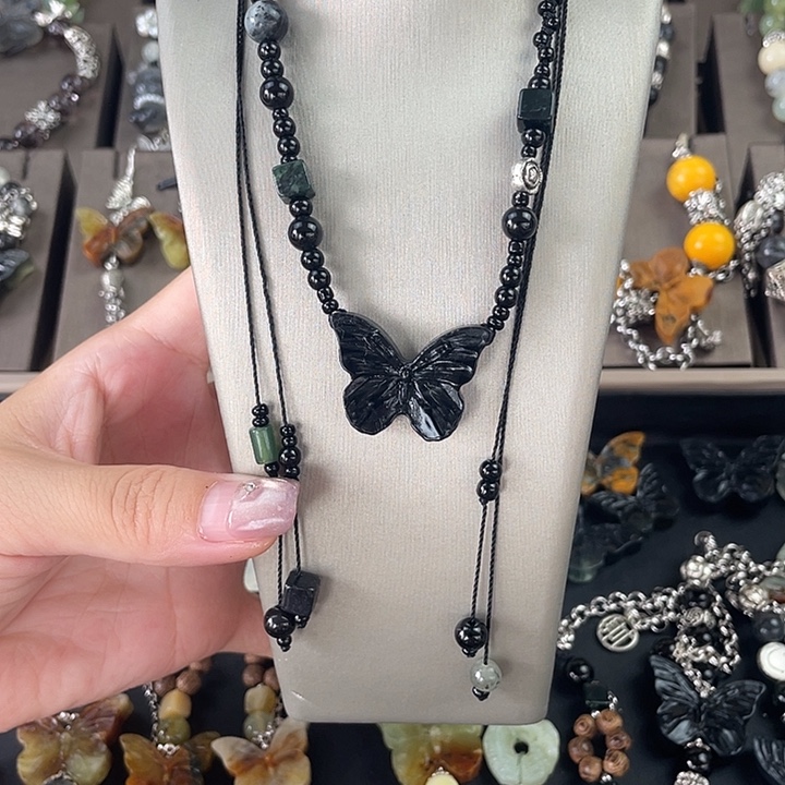 蛇纹石玉合金颈饰