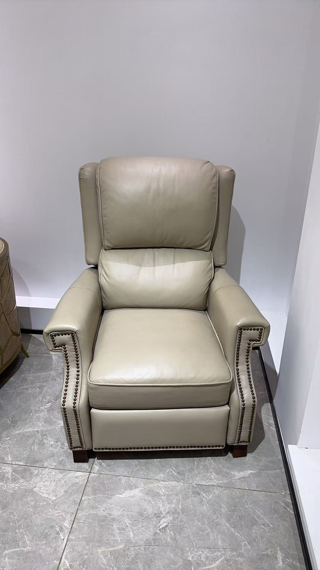 MK简约设计高品质客厅极简中式欧式牛皮沙发皮艺头层牛皮椅子单人