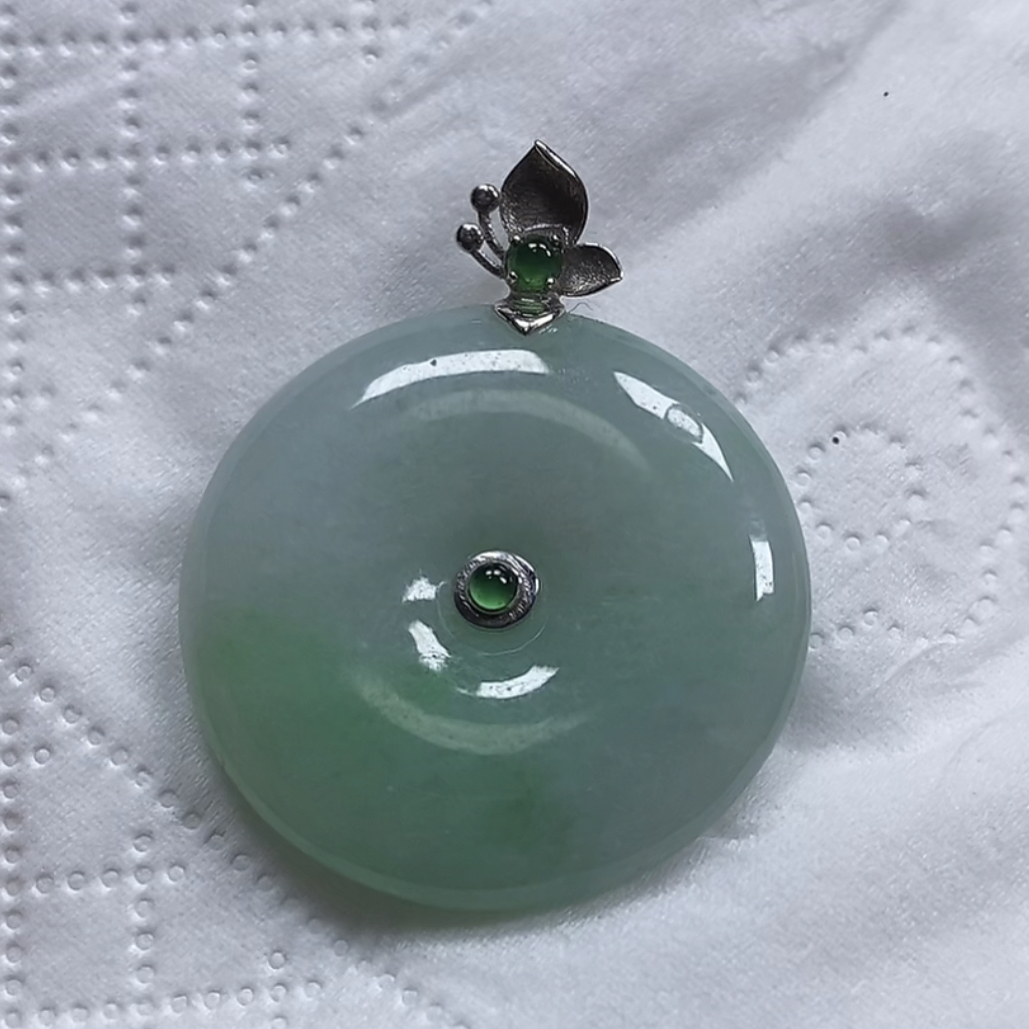 【瑜丰珠宝】天然缅甸A货翡翠18k金镶嵌平安扣