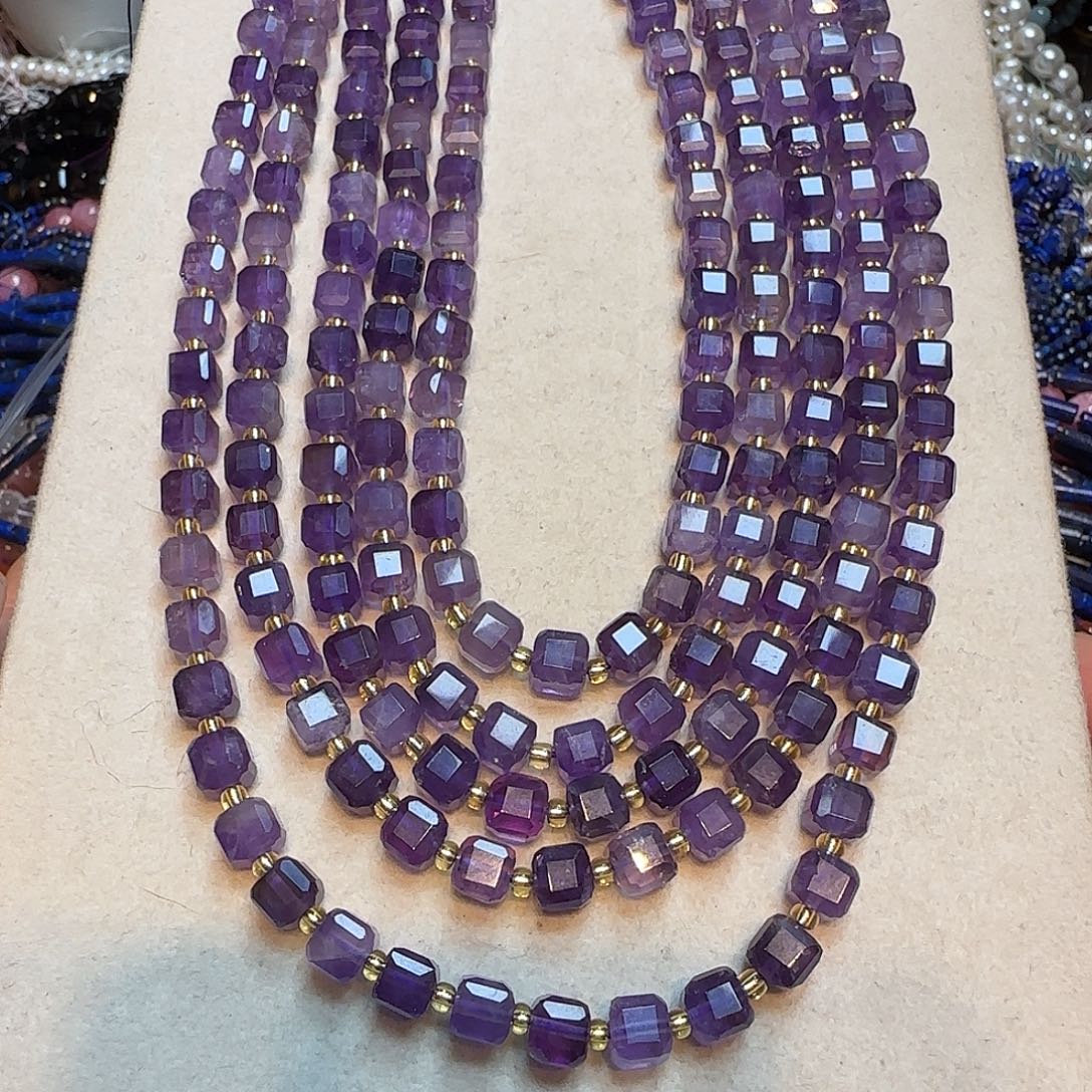 玛瑙/玉髓未镶嵌珠宝半成品天然紫水晶方糖6mm