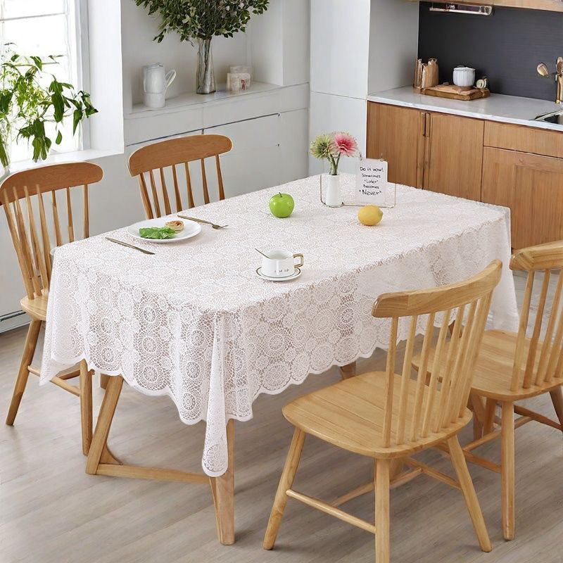 轻奢氛围感130*180长方形镂空蕾丝餐桌布防尘罩