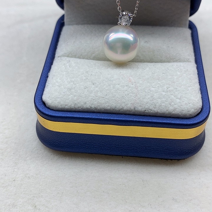 海水珍珠吊坠(赠链)18K金镶嵌海水澳白吊坠12-13mm