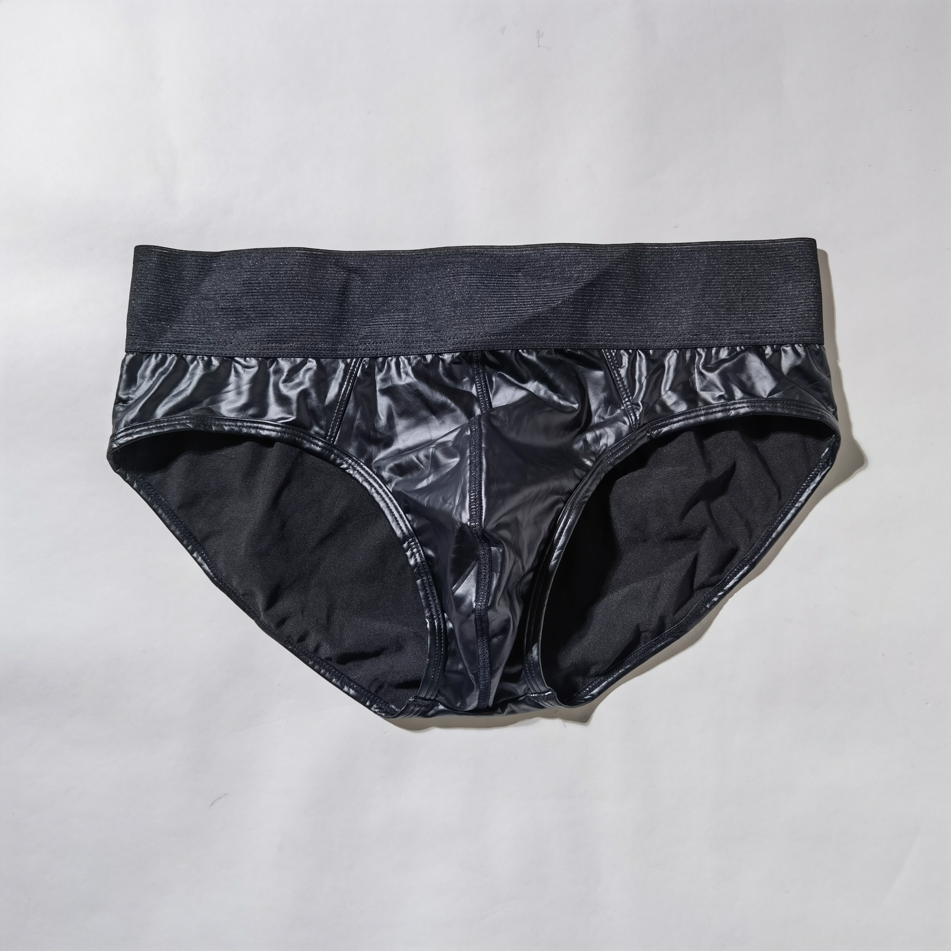 男士仿皮内裤三角裤平角裤U凸囊带(定制产品，英文内标部分无内标）