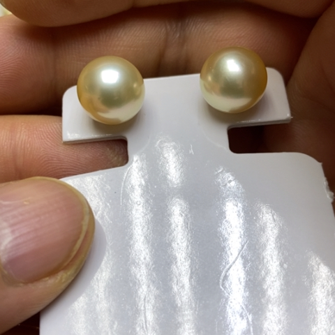 海水珍珠18K金镶嵌耳饰