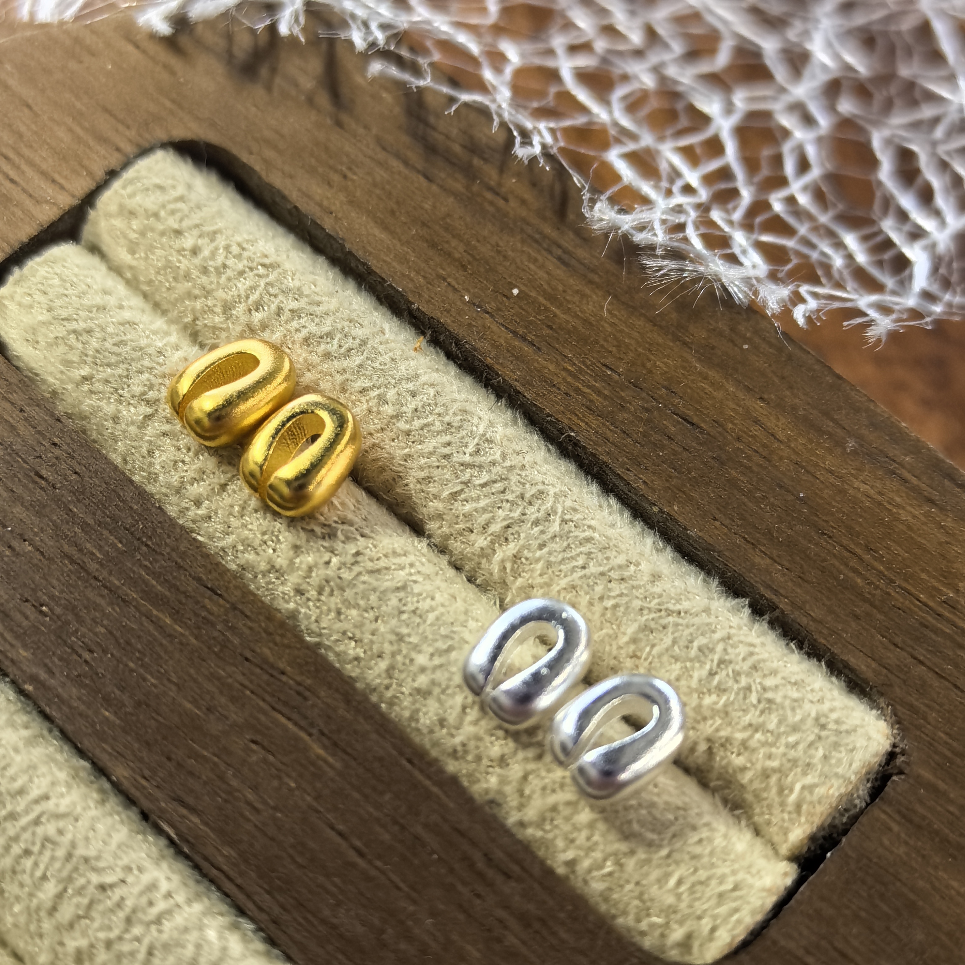 925银耳饰 925银耳饰 磨砂U型金银简约小巧-迷你叠戴U型耳钉1065