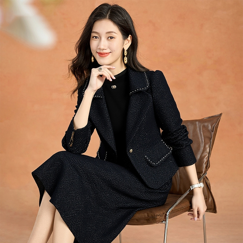 6633巨好看品牌两件套装连衣裙西装小香风套装