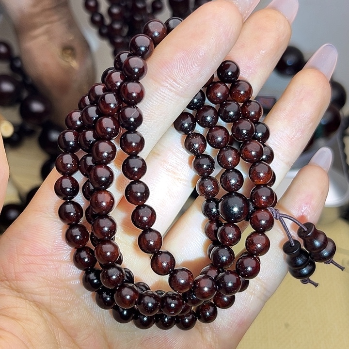 小叶紫檀手串/手链0.6 带金星 酒红底