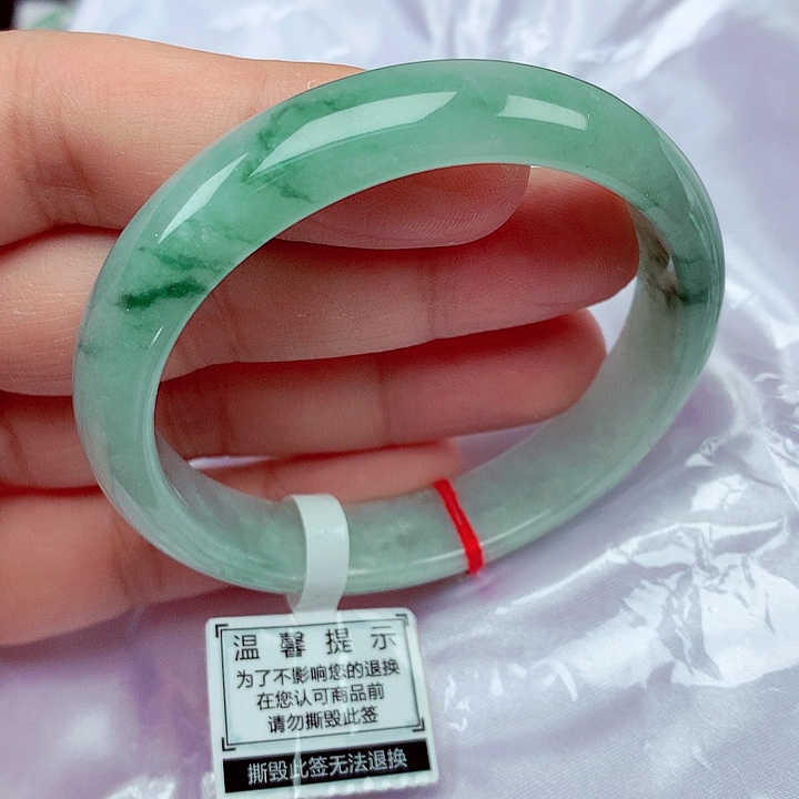 翡翠未镶嵌手镯57贵妃手镯冰飘花