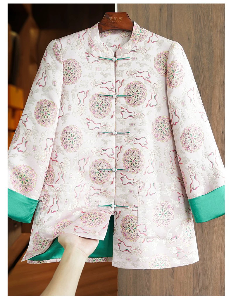 2025心款粉色心心相兔人丝织锦缎春秋面料