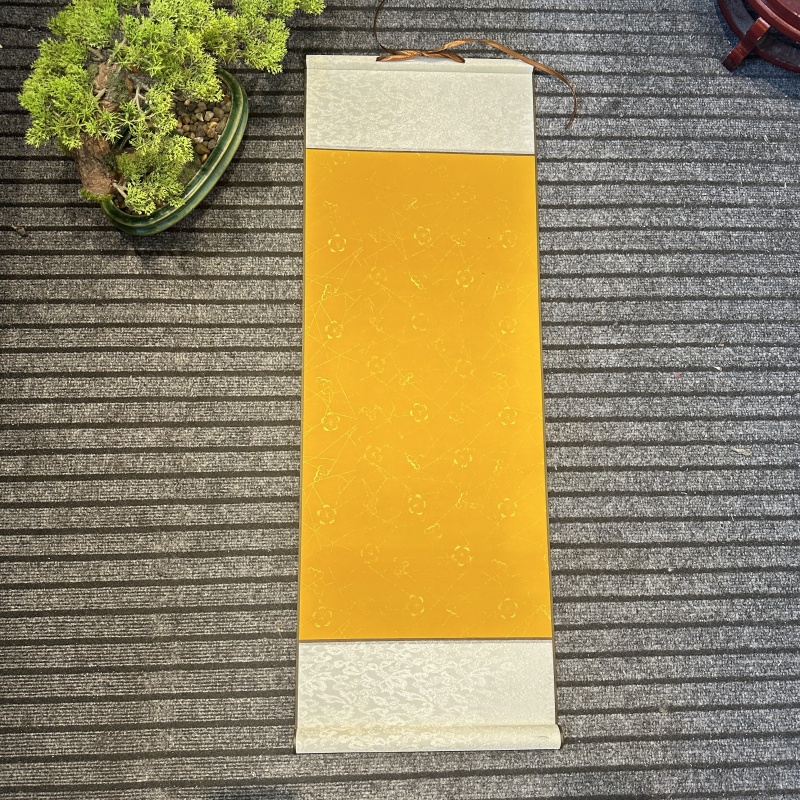 水墨景甄选[冰梅卷轴]四尺四开半生半熟属性空白卷轴