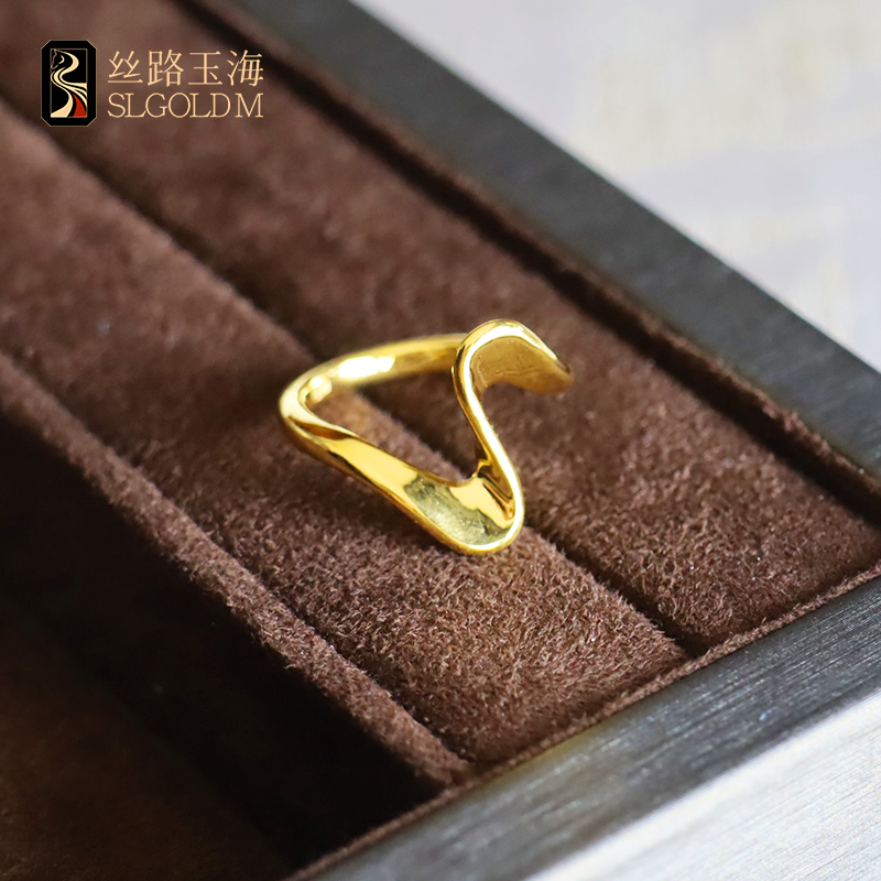 丝路玉海S戒指足金999气质轻奢小众简约个性精致女款时尚约1.53g