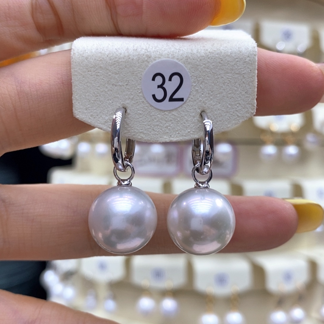 银S925镶嵌淡水珍珠耳饰