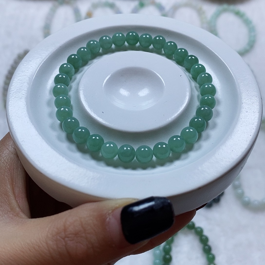 翡翠手串未镶嵌缅甸纯天然Ａ货翡翠6.0
