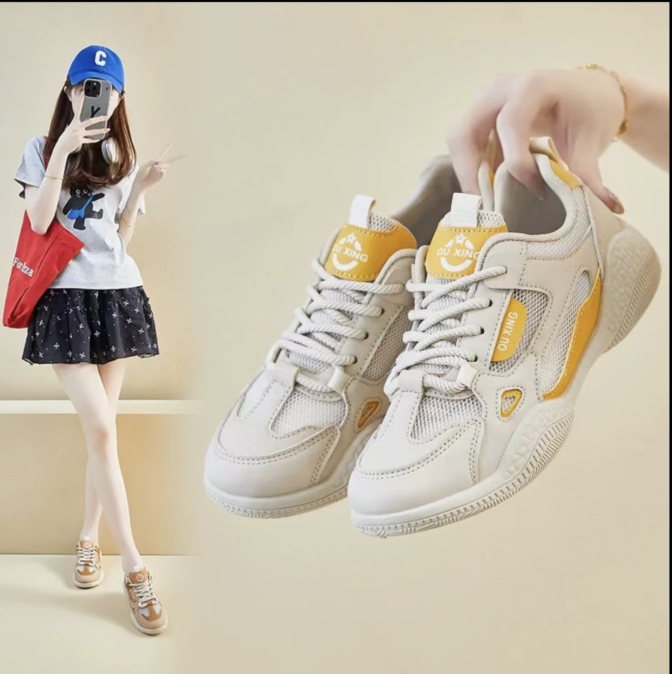 【女鞋】2025夏季小白鞋新款韩版ins女学生厚底运动板鞋休闲女鞋