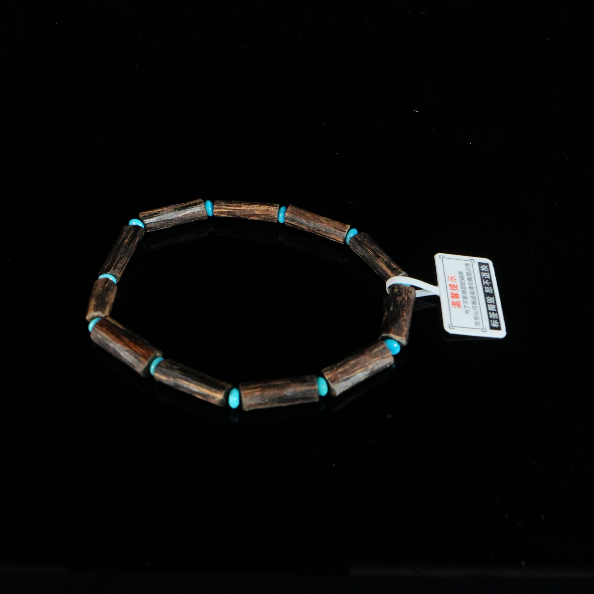 B8691 金三角黑棋沉水桶珠手串 /  5.77g