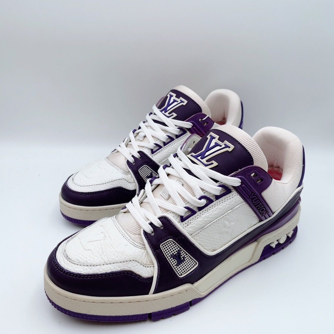 95新 LouisVuitton/路易威登 39码白紫色trainer板鞋my700