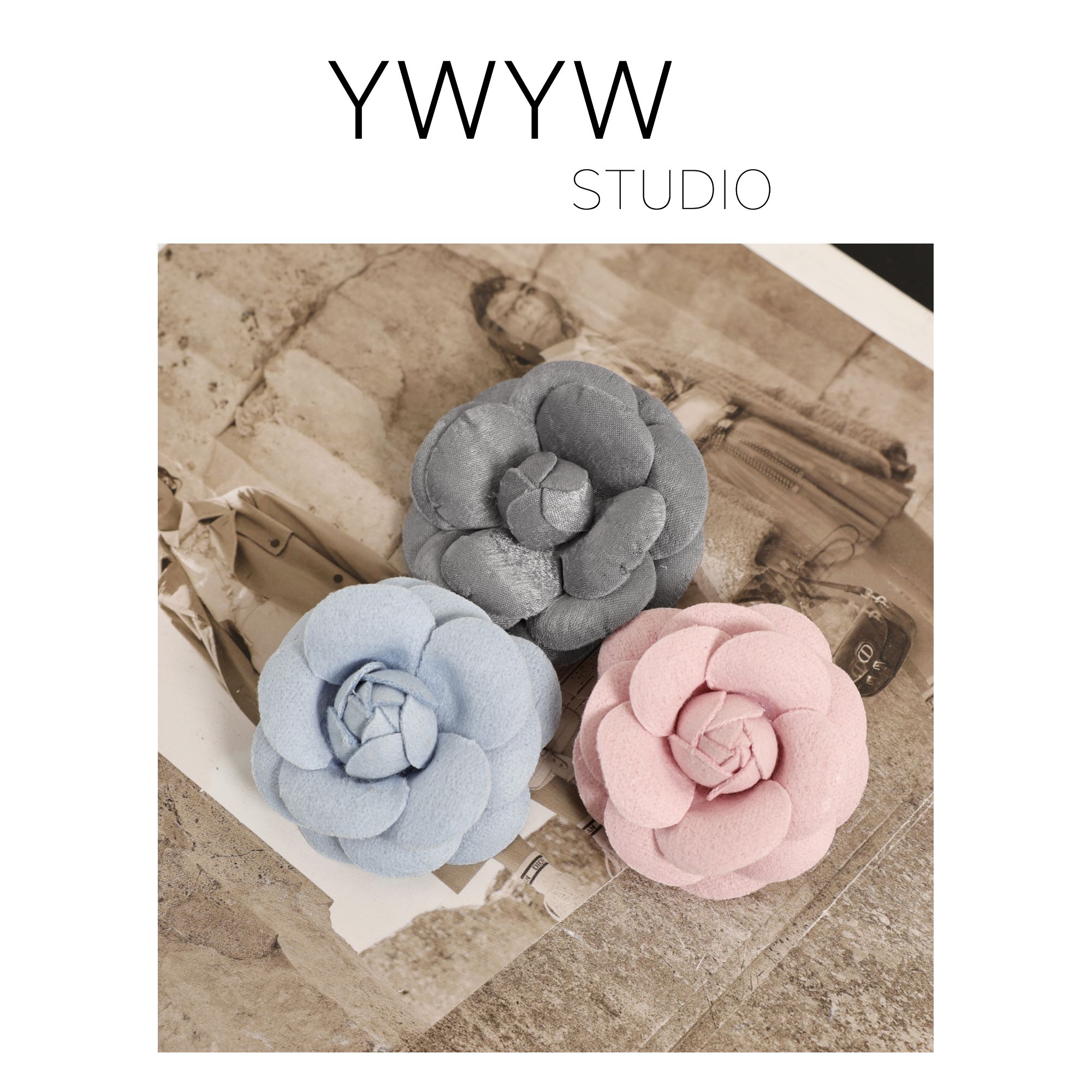 不锈钢胸针 【YWYW时尚配饰系列】韩系素雅拼色山茶花胸花配饰2009