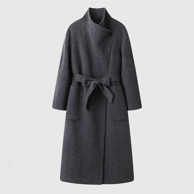 艾家商场同款女装2025冬季新款时尚中长款立领双面呢大衣2355