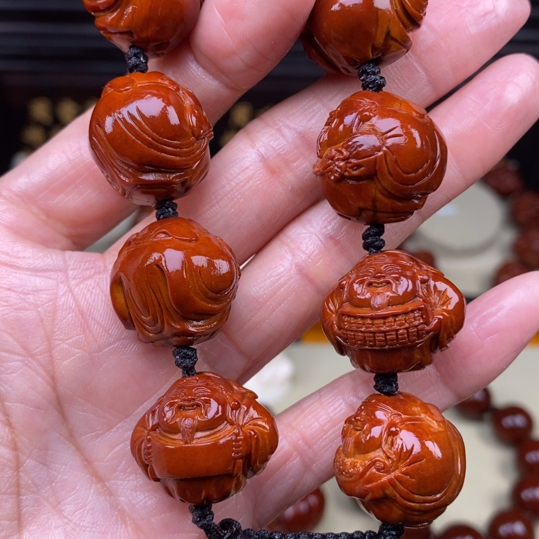 排***兄吊坠橄榄核八宝财神