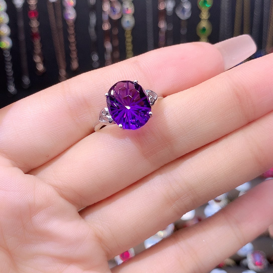 水晶戒指银S925镶嵌白1012