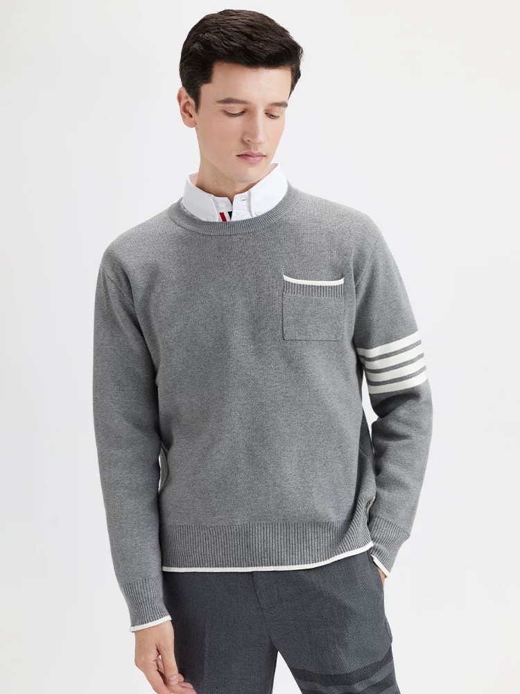 TB【官方正品】汤姆布郎/THOMBRANDICE/纯棉圆领毛衣针织口袋休闲