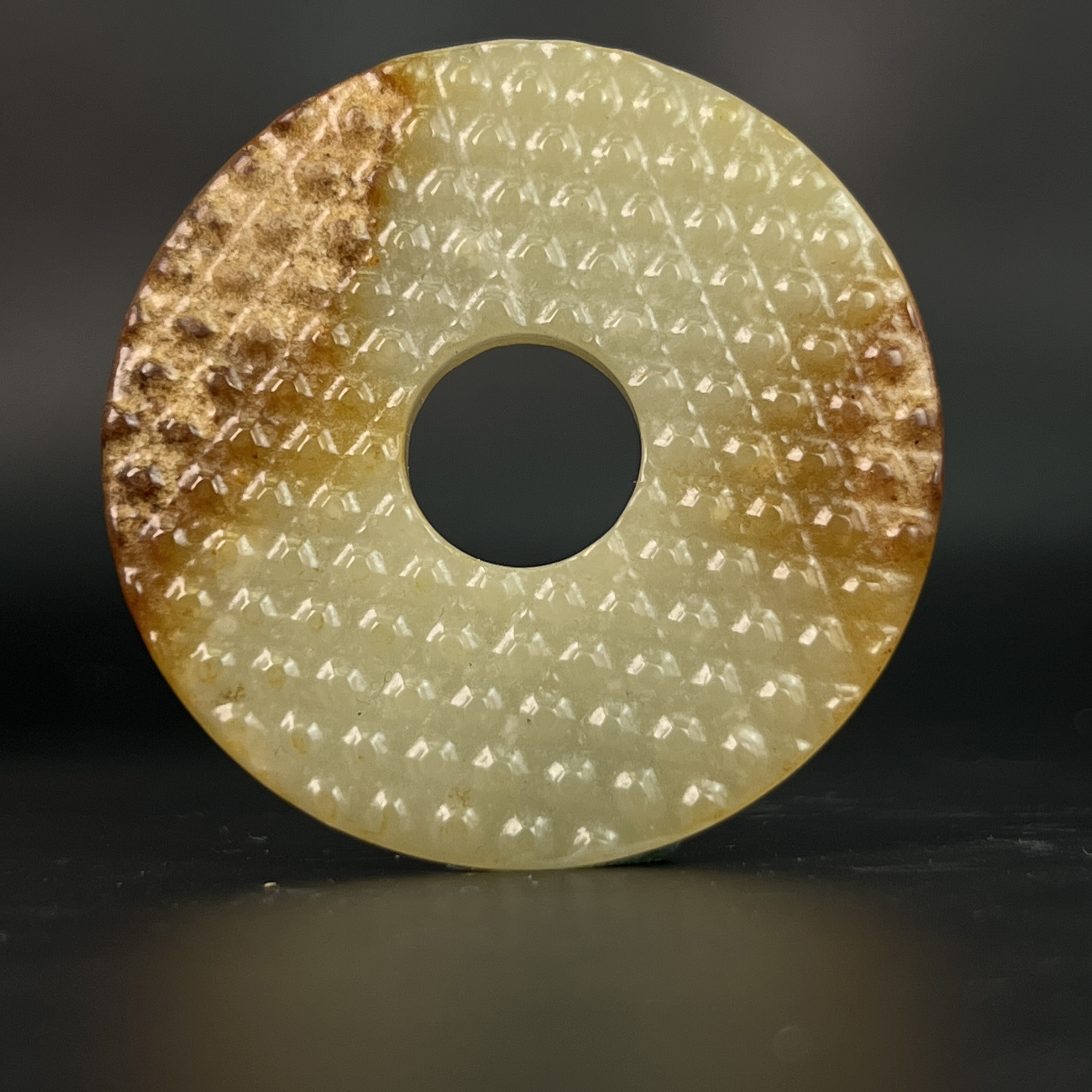 "民国和田玉乳钉纹玉璧/ DL002867/ 古玩/收藏/德州文物"