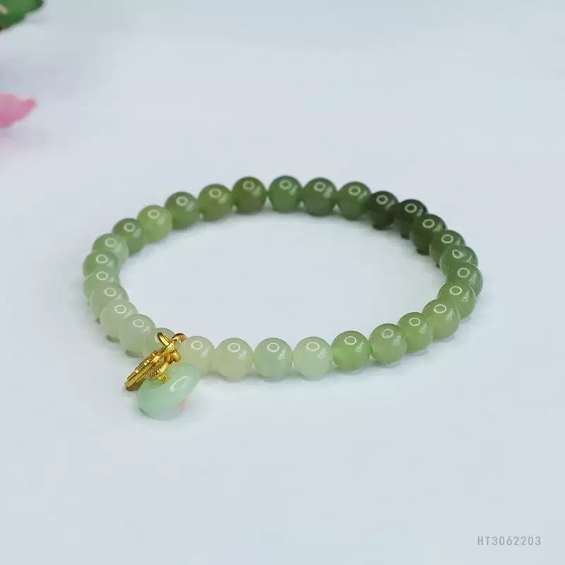 S-6699和田玉晴水渐变单圈手串