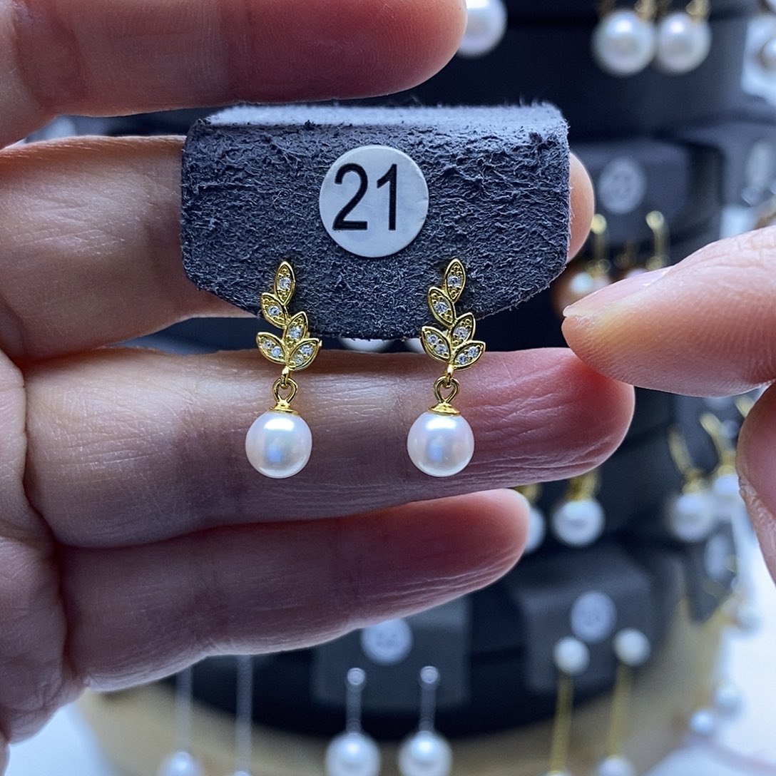 淡水珍珠耳饰银S925镶嵌