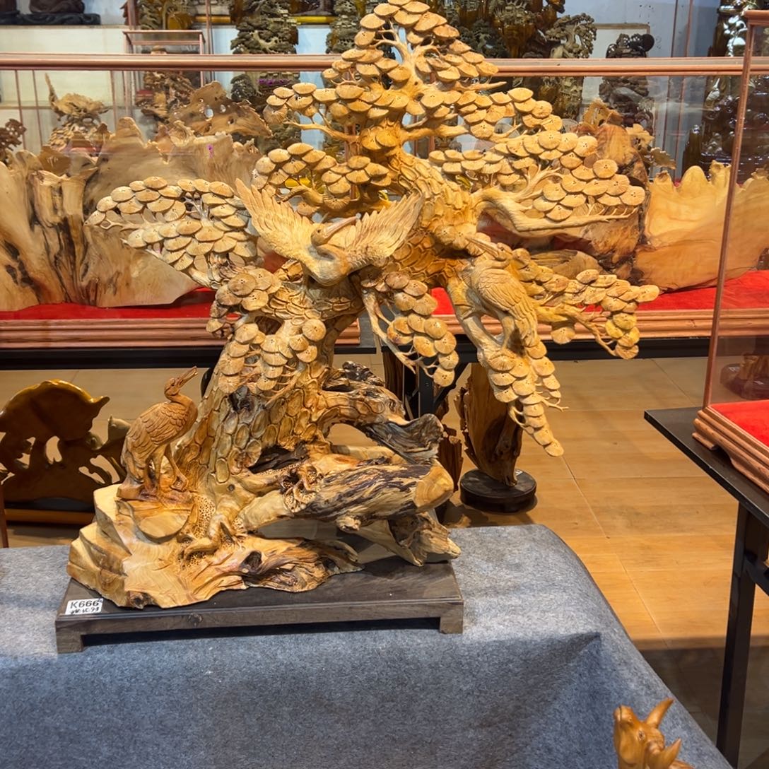 柏木（崖柏）迎客松居家摆件