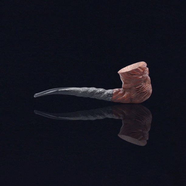 意大利石楠木雕刻烟斗骷髅头原木色 阅读斗机车风