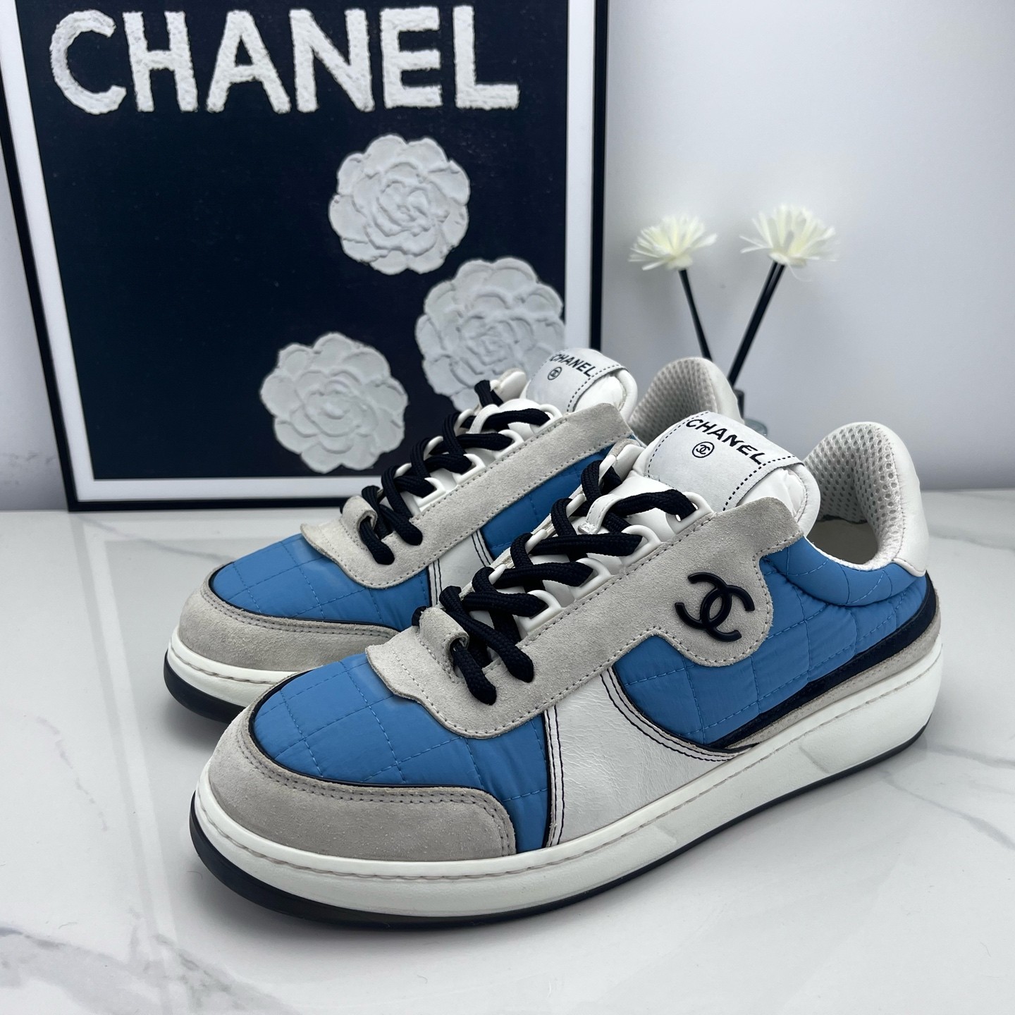 99新 Chanel/香奈儿 chanel香奈儿 白蓝板鞋 37.5码 /jm01337