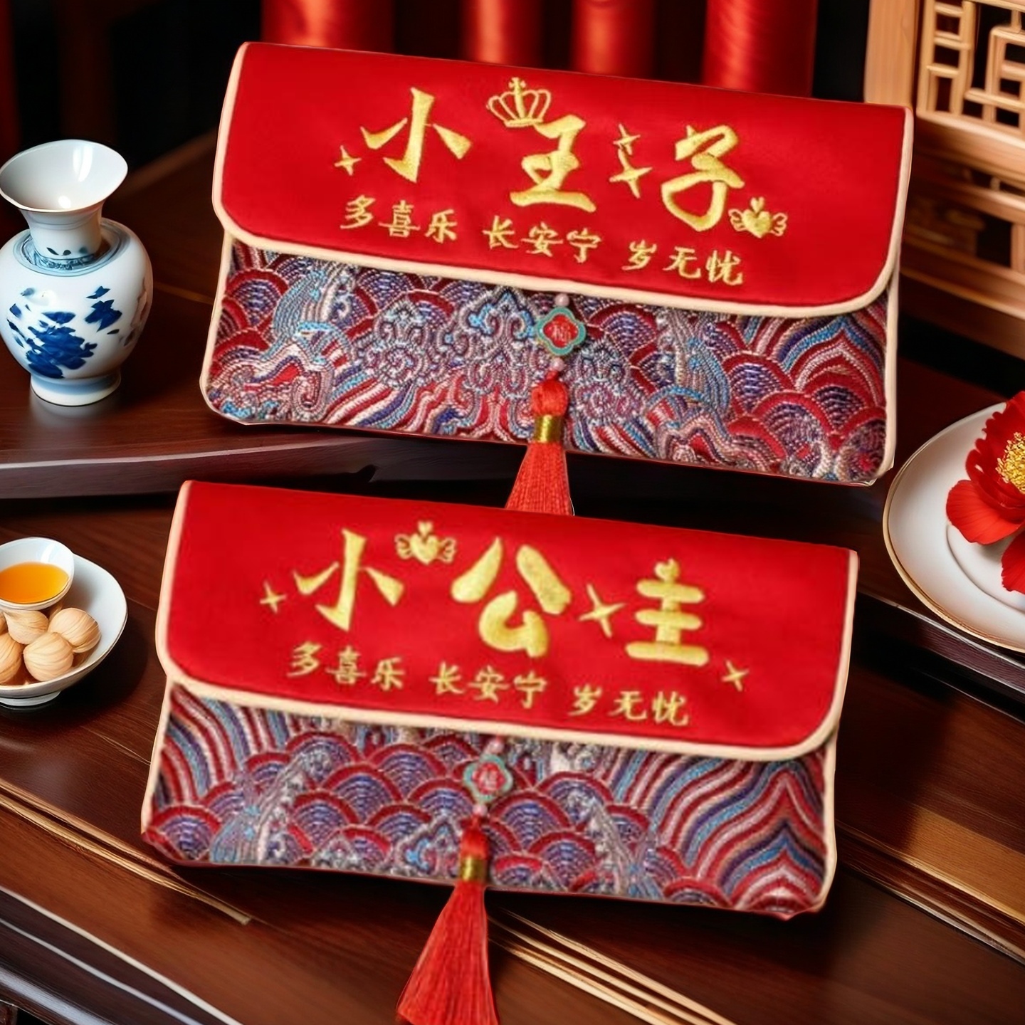 宝宝出生满月周岁专用红包高档万元刺绣仪式感利是封布艺红包